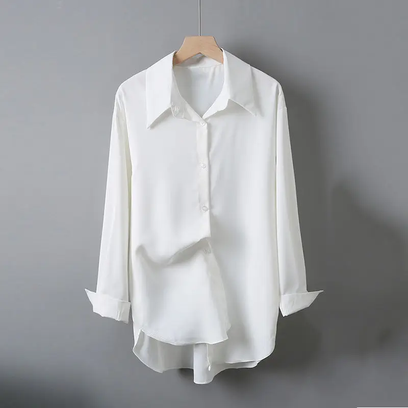

Women's Clothing White Chiffon Blouse Long Sleeve Spring Summer Korean Style Elegant Unique Casual Office Wear New