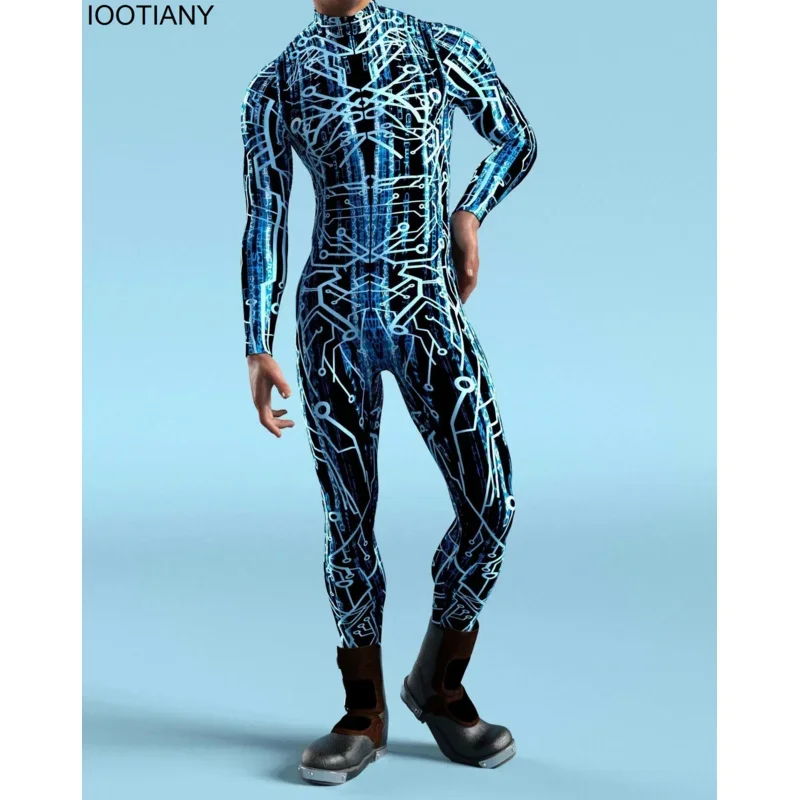 Mecha 3d Print Catsuit Adult Men Zipper Jumpsuit Zentai Bodysuit Game Party Costume Female Cosplay Outfit 2023