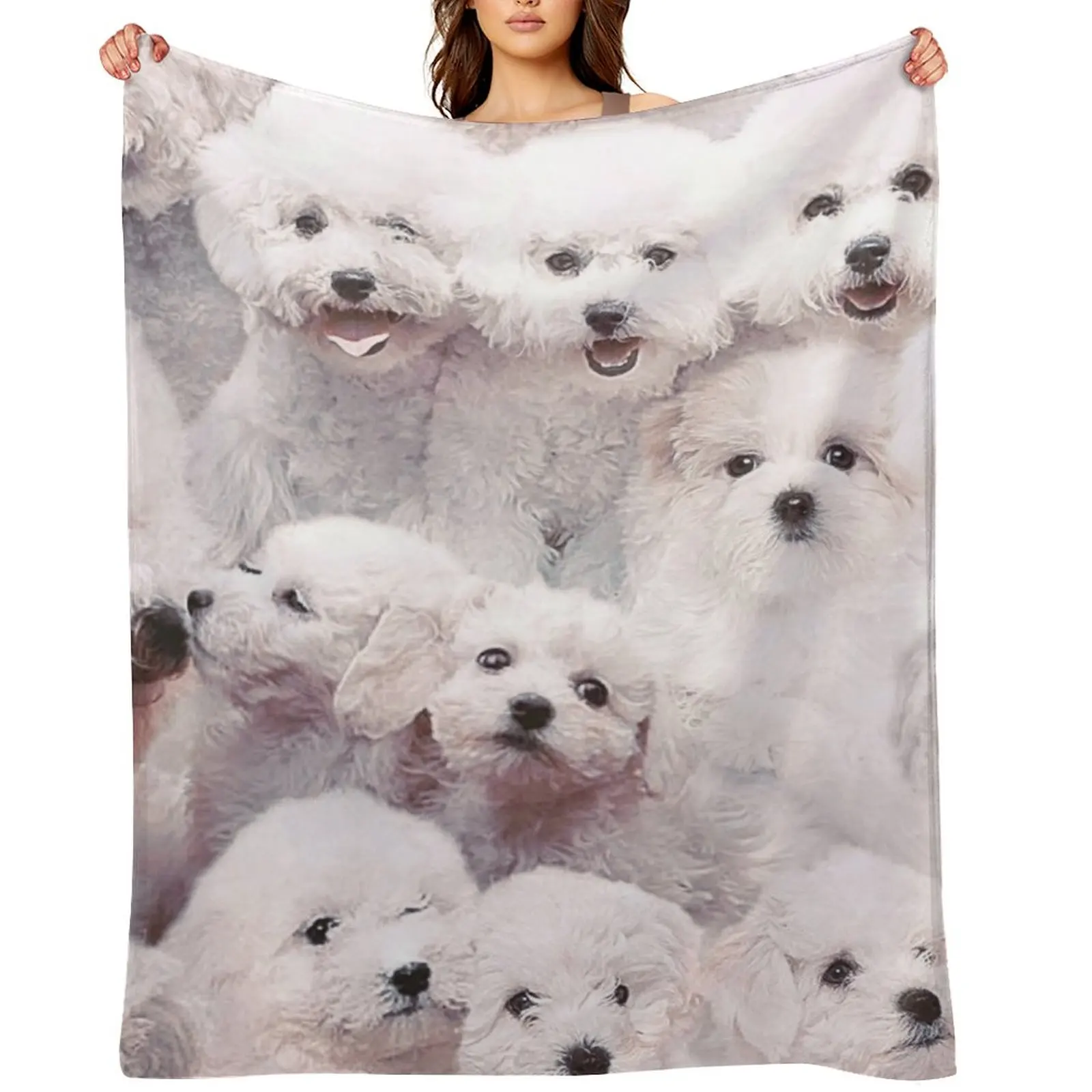 

Bichons - Dogs Throw Blanket Summer Beddings Plaid Flannels for sofa Blankets