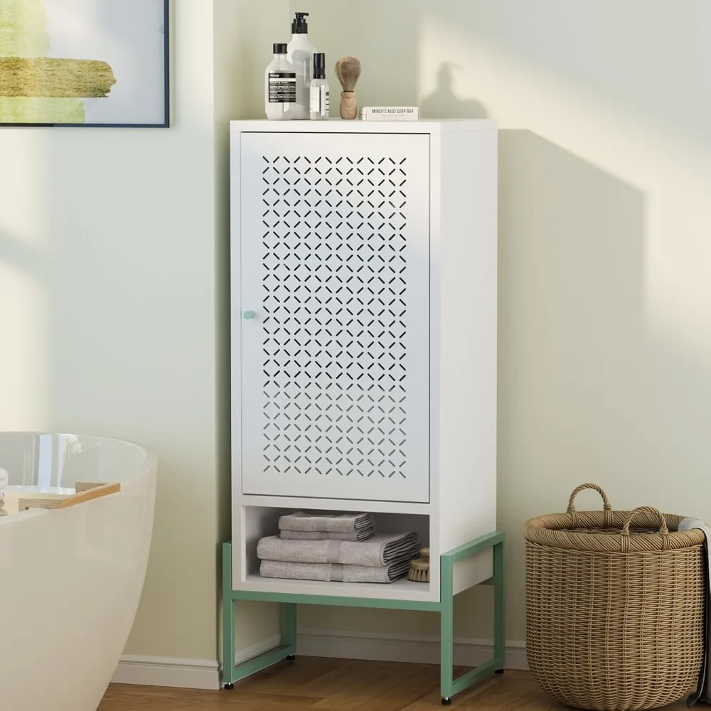 

Small Bathroom Storage Cabinet 42.51“H Metal Bathroom Floor Cabinet with Adjustable Shelves for Pantry，Kitchen, Home Office, Li