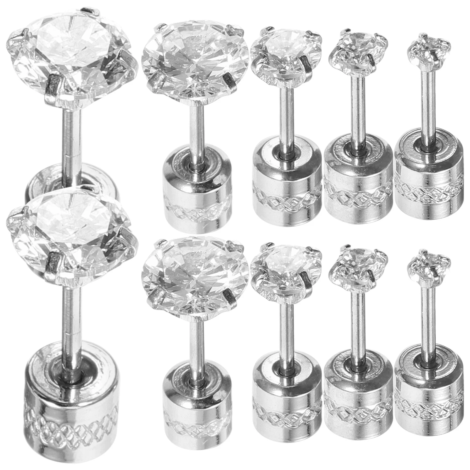 

5Pairs Metal Ear Studs Minimalist Zircon Earrings for Women Safe Durable Trendy Gifts Ear Jewelry Zircon Earrings