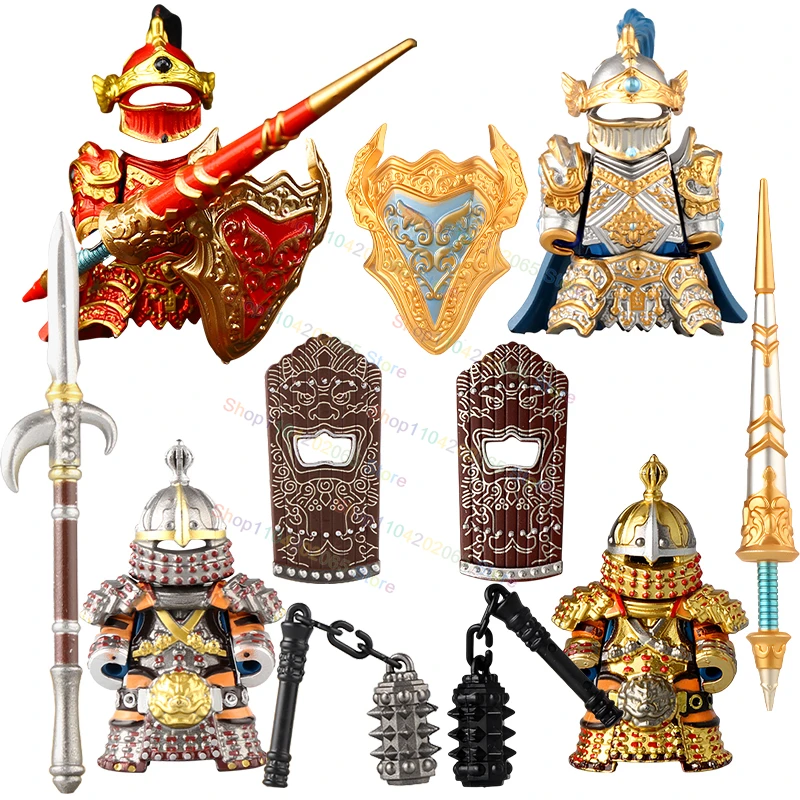 

Red Heavy Armor Knight MOC Shields Spear Weapons Accessories Action Figures Building Blocks DIY Children's Toys Birthday Gifts