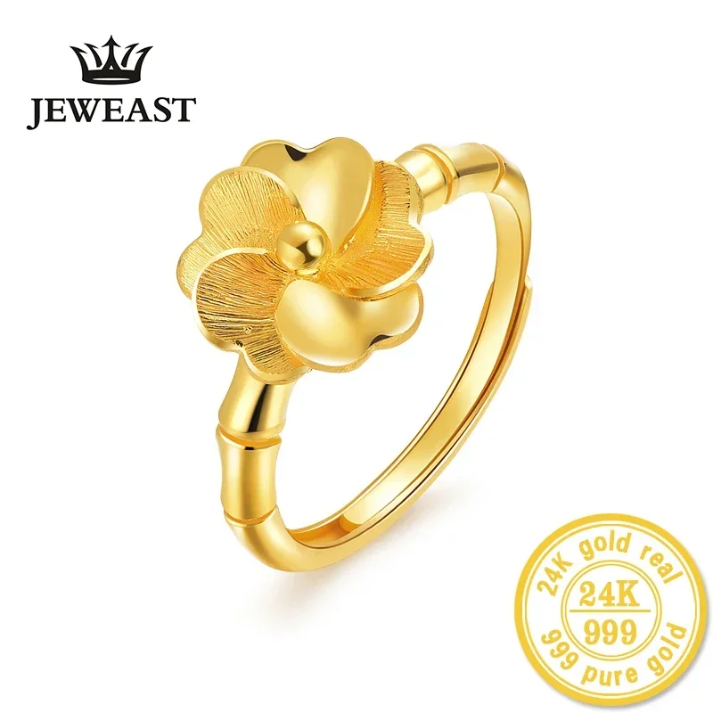 XXX HHH24K Gold Ring Fine Jewelry  Au999 Solid Real Good New Ladies Gold Rings Five Flowers Women's Rings New Hot Sale Trendy