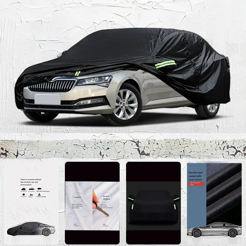 

For Skoda Superb Anti-UV Sun Shade Rain Snow Resistant Black Cover Dustproof Car umbrella Full Car Cover Outdoor Protection