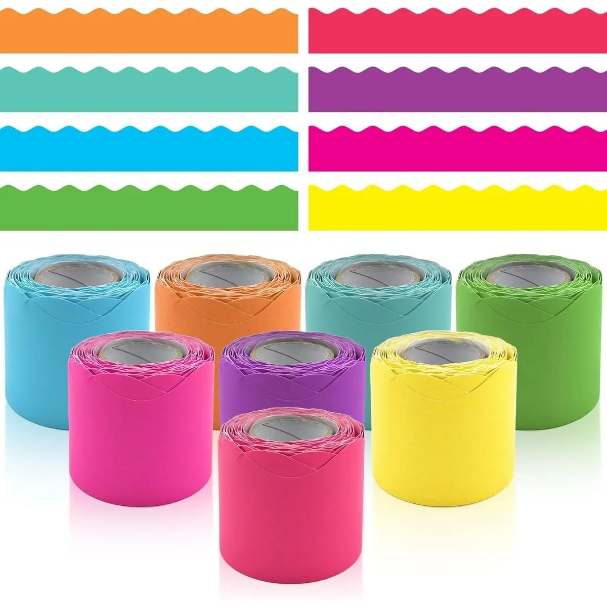 Bright Bulletin Board Borders Set Decorations for Office School Classroom Decor Teachers & Home DIY（No Adhesive Backing）