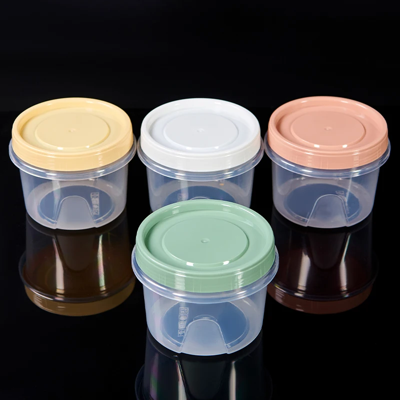 5pcs 500ml Food Storage Containers Kitchen Accessories PP Plastic Refrigerator Fresh-keeping Box Round with Lid Jar