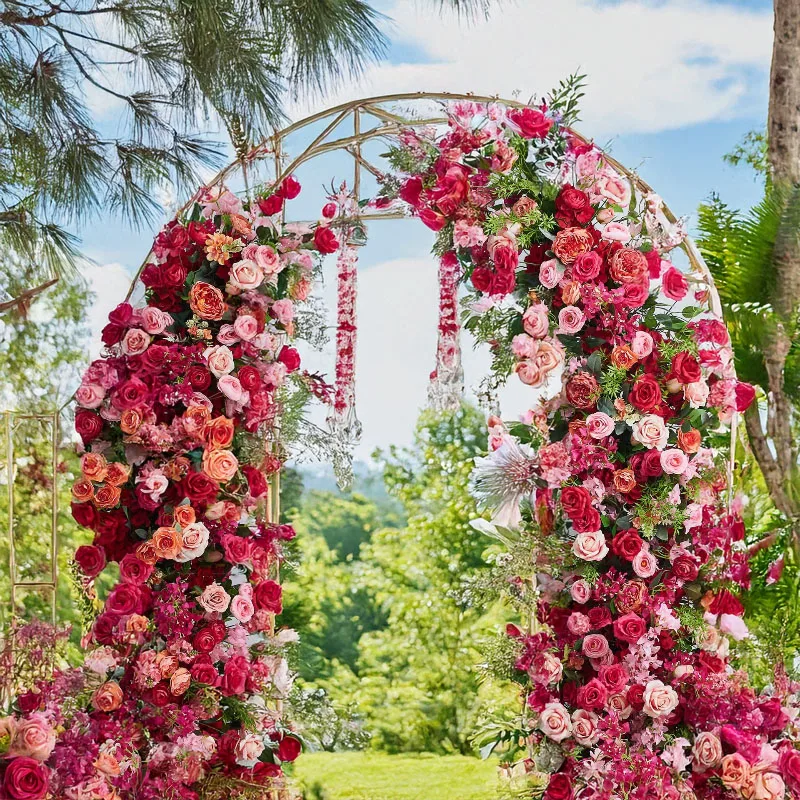 

2.3M Rose Pink Horn Flower Arrangement Wedding Background Stage Decoration Sheep Horn Door Decoration Flower Arrangement