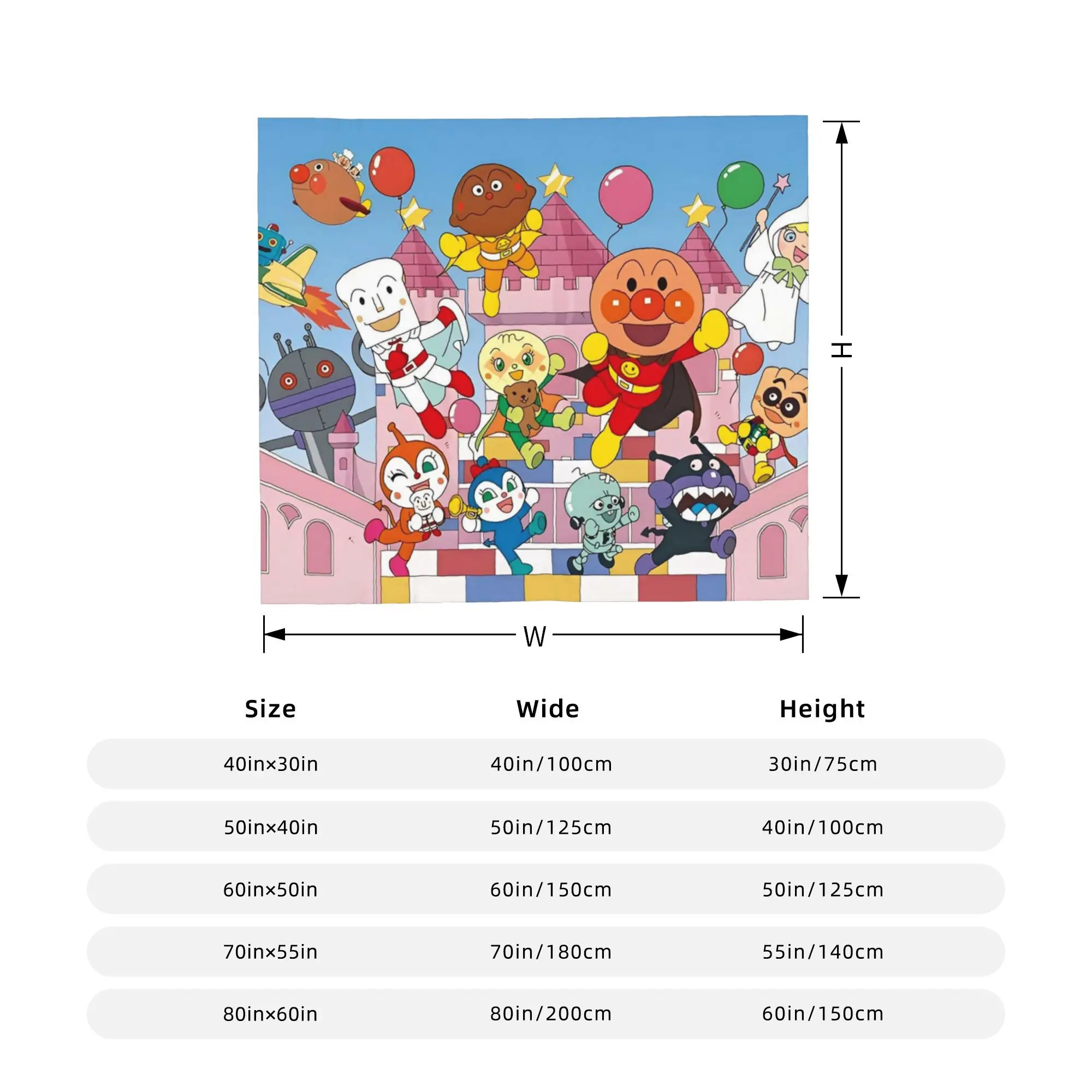 A-Anpan-Mans Anime Cartoon Blanket Cover Fleece Baikinman Horaman Melon girl Warm Throw Blankets for Bedding Couch Bedroom Quilt #5