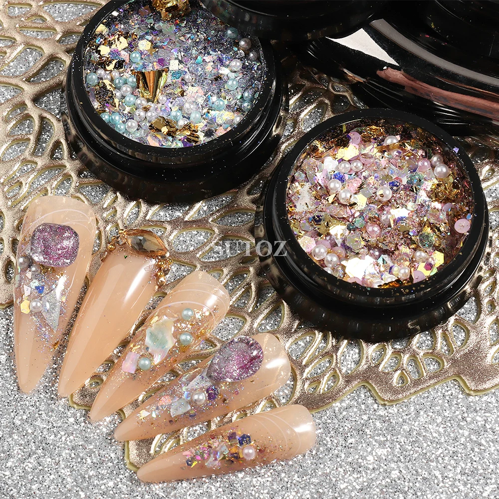 Concha de abulón para uñas, purpurina holográfica, decoración para uñas, purpurina, lentejuelas de sirena, copos de purpurina, manicura, perlas para uñas decoracion, uñas brillante