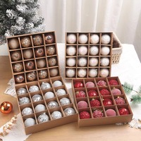 16pcs/box Gift 6CM Christmas Ball Champagne Gold Red Xmas Tree Hanging Pendant Glitter Foam Ball Crafts Home Party