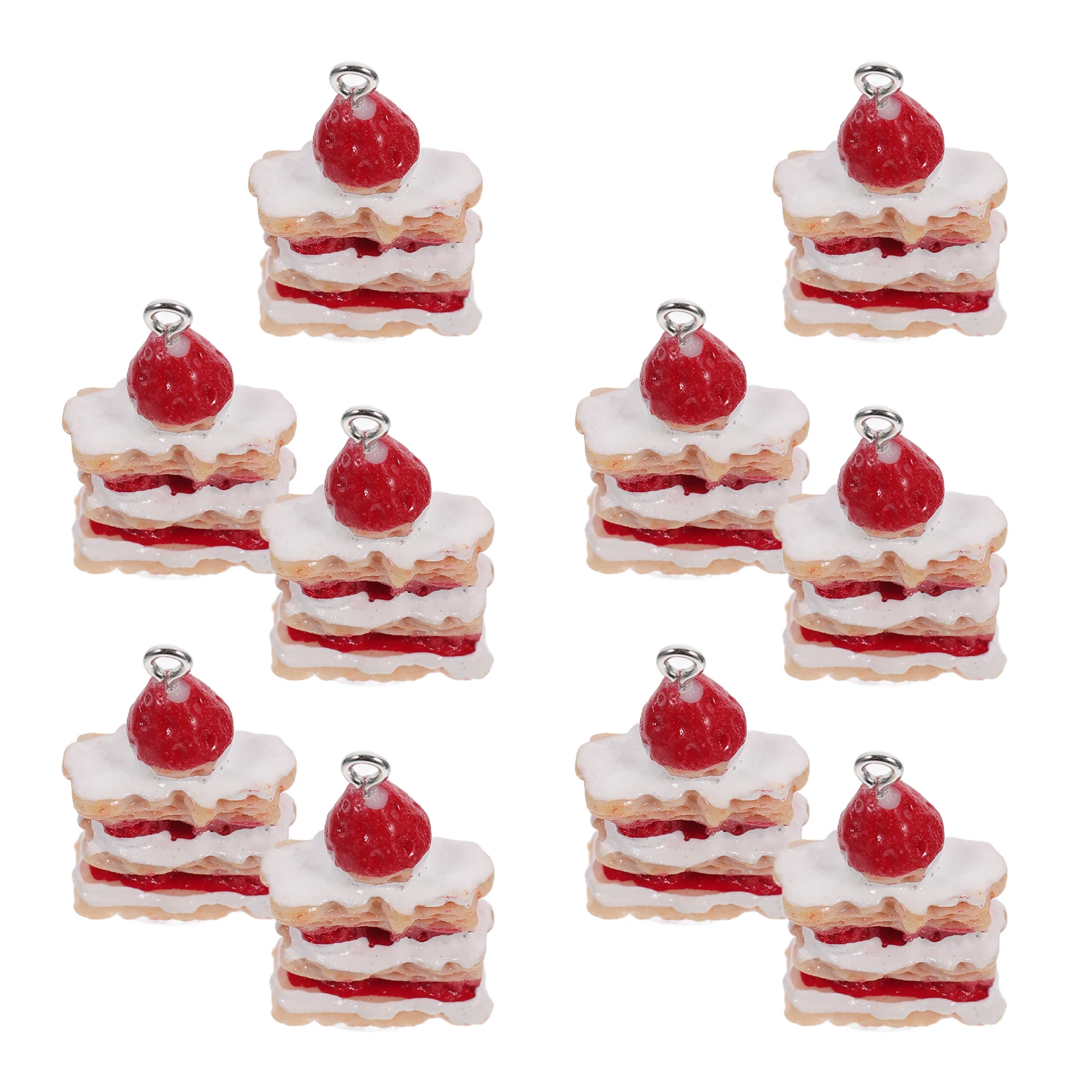 

Simulated Cake Keychain Necklace Cupcake Resin Pendants Charm Cherry Strawberry