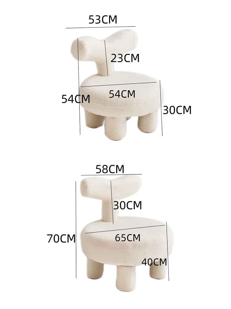Luxury Lamb Wool Sofa Chair,Furniture,Home Living Room Backrest Chairs,Balcony Leisure Round Stool Bedroom Makeup Stools
