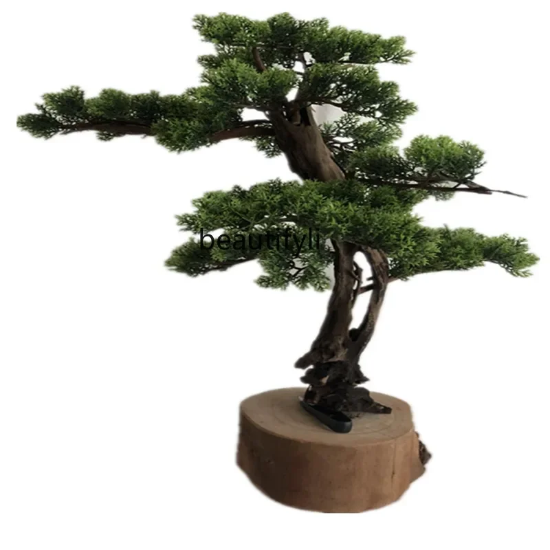 A485 Artificial Pine Bonsai Indoor Beauty Pine Tree Hotel Mini Pine Bonsai Evergreen Podocarpus Macrophyllus Zen Living Room