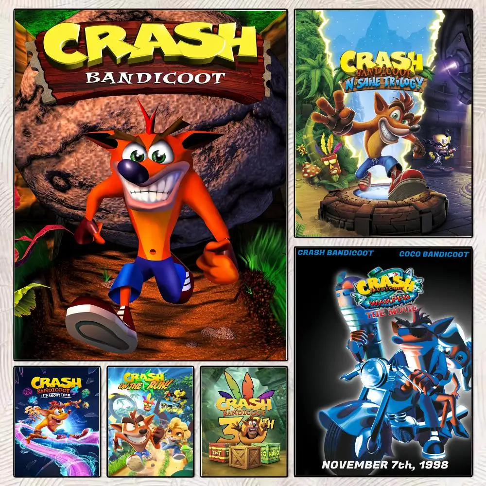 Game Crash Bandicoot Painting Calligraphy Stylish Canvas Poster Wall Art for Living Room Bedroom Office Home Decor