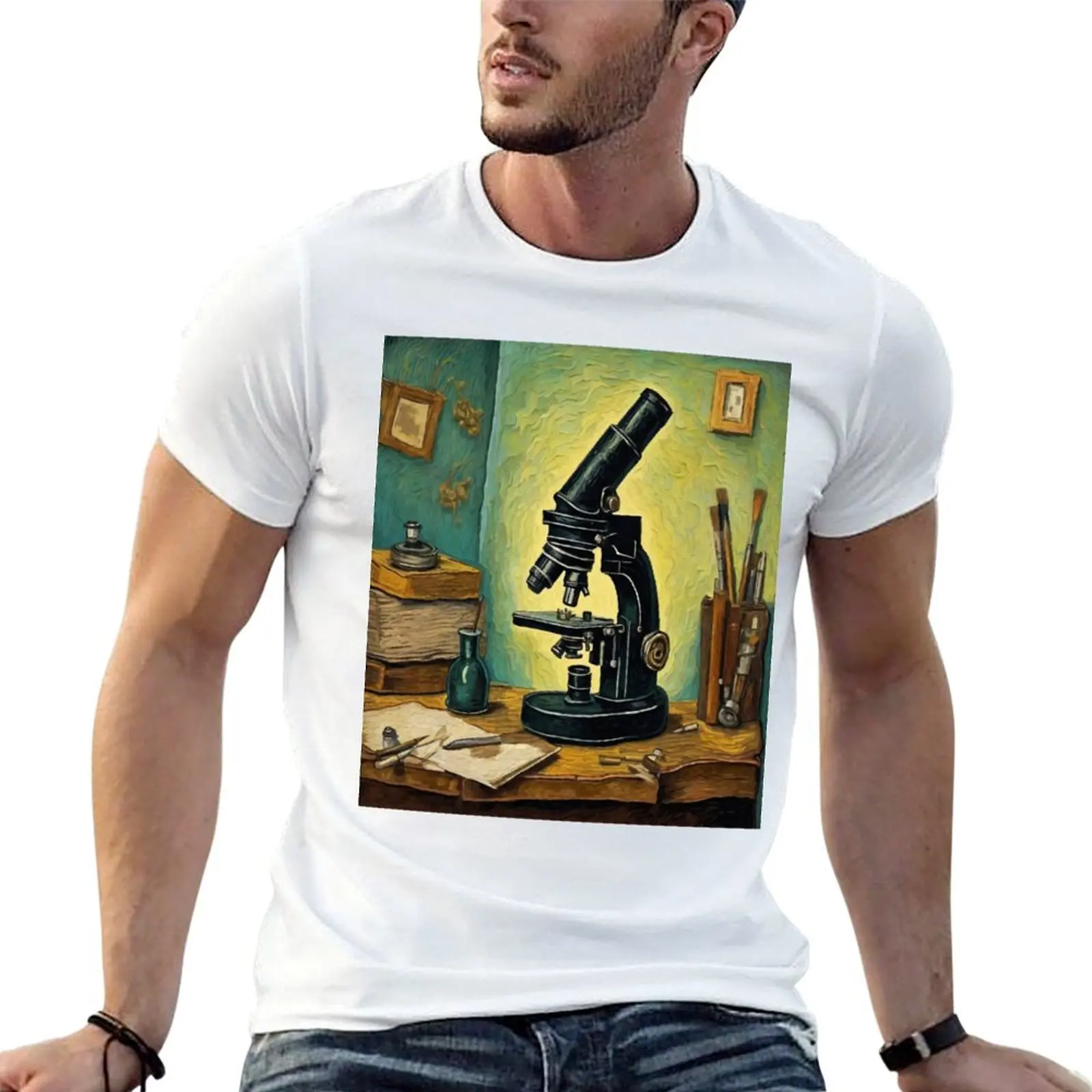 Unveiling History: The Historic Microscope T-Shirt Basic Casual Wear Short Sleeve Top