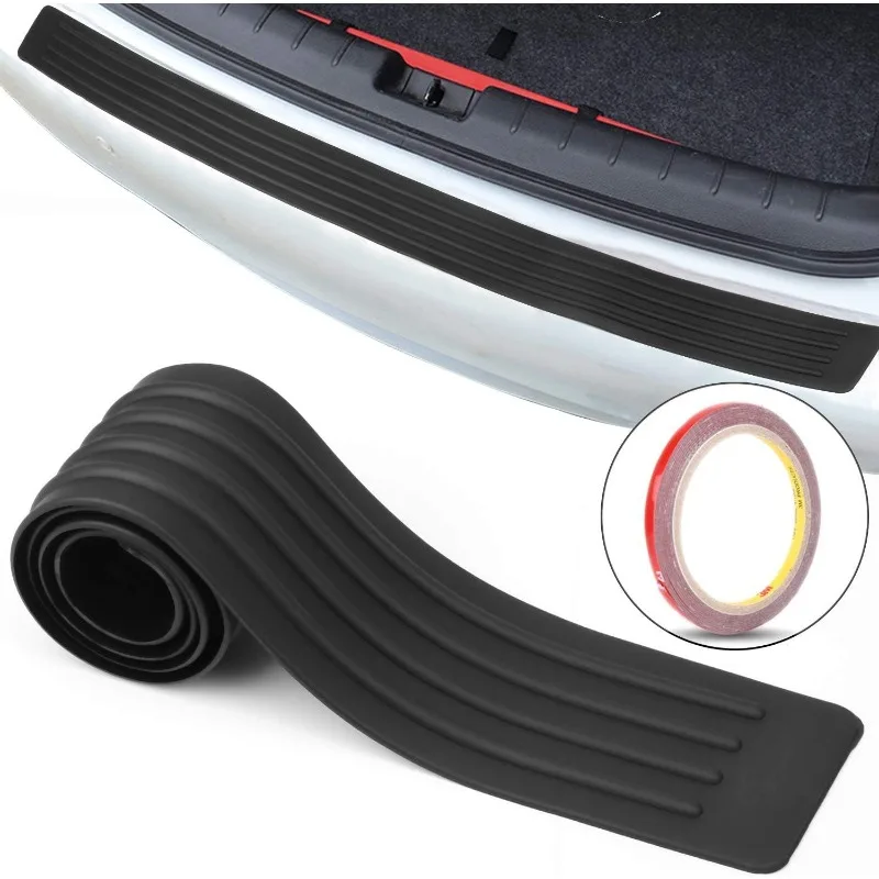 

2026 Black Universal Car Trunk Door Guard Strips Sill Plate Protector Rear Bumper Guard Rubber Mouldings Pad Trim Cover Strip