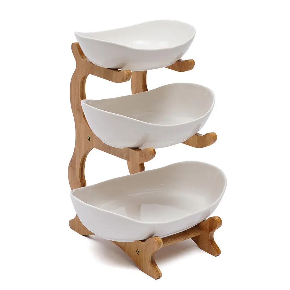 3 Tier Ceramic Fruit Basket Holder Bowl Stand Dining Table for Kitchen Decor New