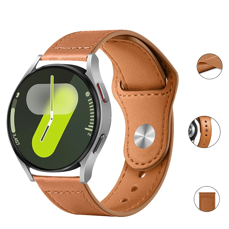 Leather Strap for Samsung Galaxy Watch 7 6 5 4 44mm 40mm Magnetic Metal Band 22mm 20mm Bracelet Galaxy Watch 4/6 Classic