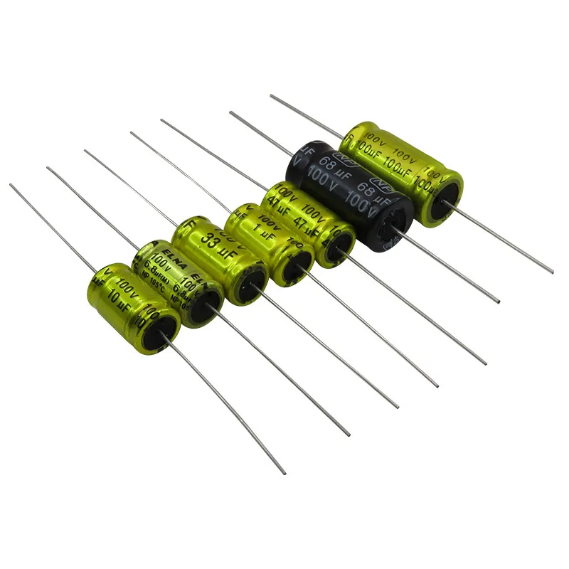 10PCS 100V 2.2UF 3.3UUF 4.7/6.8 10UF 15/22/33 47UF 10x16mm Frequency Division Promise NP Axial Horizontal Electrolytic Capacitor