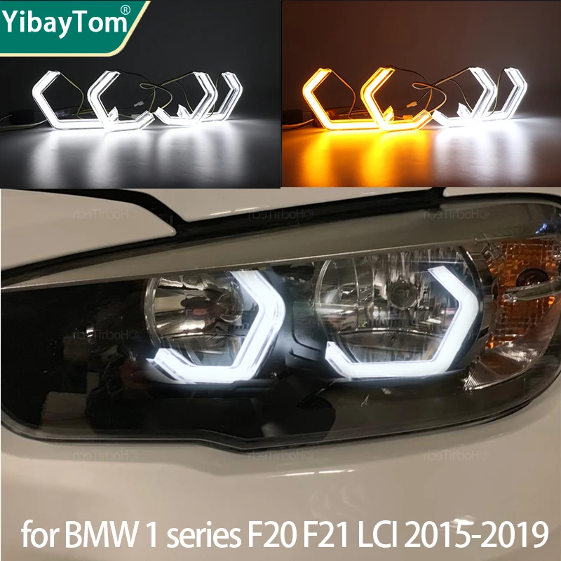 

Halo Ring Angel Eyes Turn Signal Switchback M4 Style LED White Yellow for BMW 1 series F20 F21 LCI 2015-2019 Car Accessories