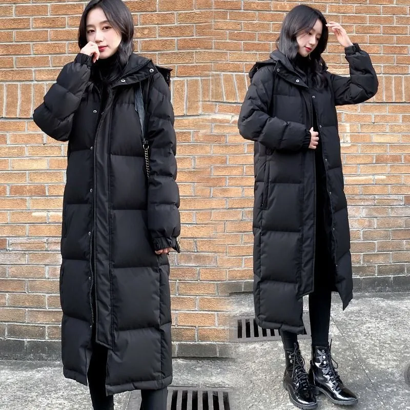 Winter Women's Down Cotton-padded Jacket New Knee-length Loose Large-sized Thickened Cotton-padded Jacket Students Fashion Warm