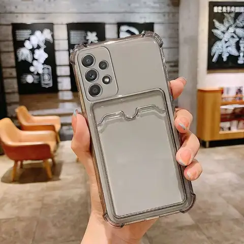 Card Bag Wallet Clear Phone Case for Samsung Galaxy A52 A52S A72 A13 A23 A33 A53 A73 A14 A24 A34 Silicone Soft Clear Cover Cases