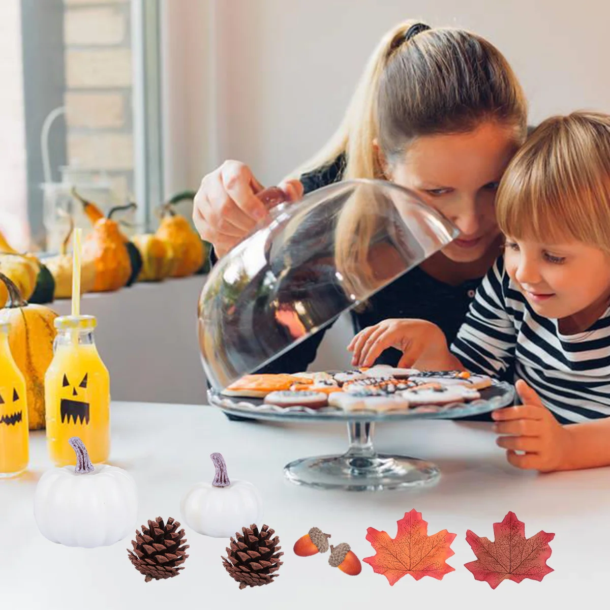 

24 Pcs Pumpkins Decor Simulated Maple Leaf Ornament Fall Ornaments Props Conical Foam Christmas Centerpieces