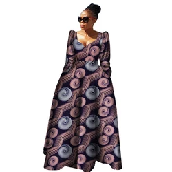 Mulheres africano vestido longo dashiki robe africaine bazin riche africano roupas outono feminino plus size algodão vestido de impressão wy2849