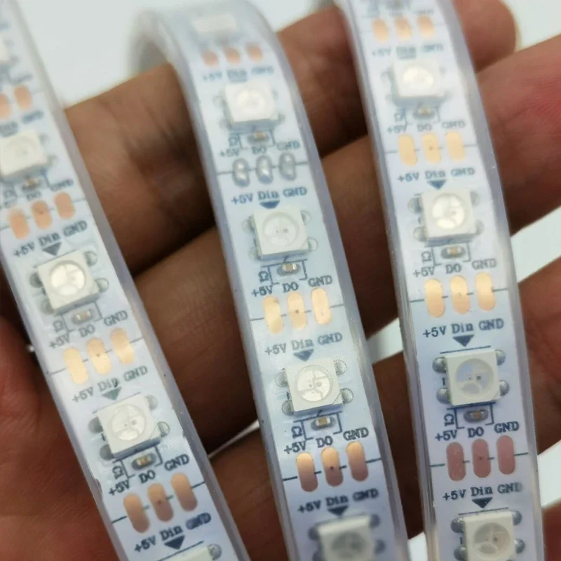 WS2812B IC intelligent LED Pixel Strip 5050 Full Color RGB 5m IP30/IP65/IP67 Waterproof 5V Individually Dddressable WS2812 Strip