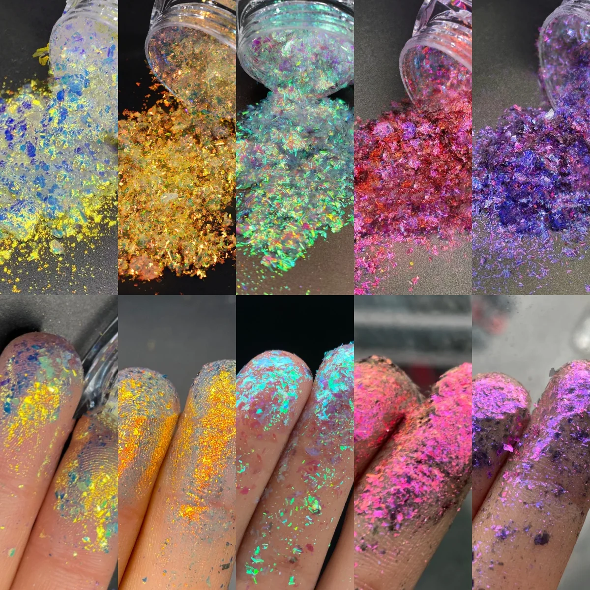 1jar Aurora Opal Mermaid Nail Sequins Glitter Shiny Transparent Nail Art Powder Acrylic Powder Nail Art Decor For Music Festival