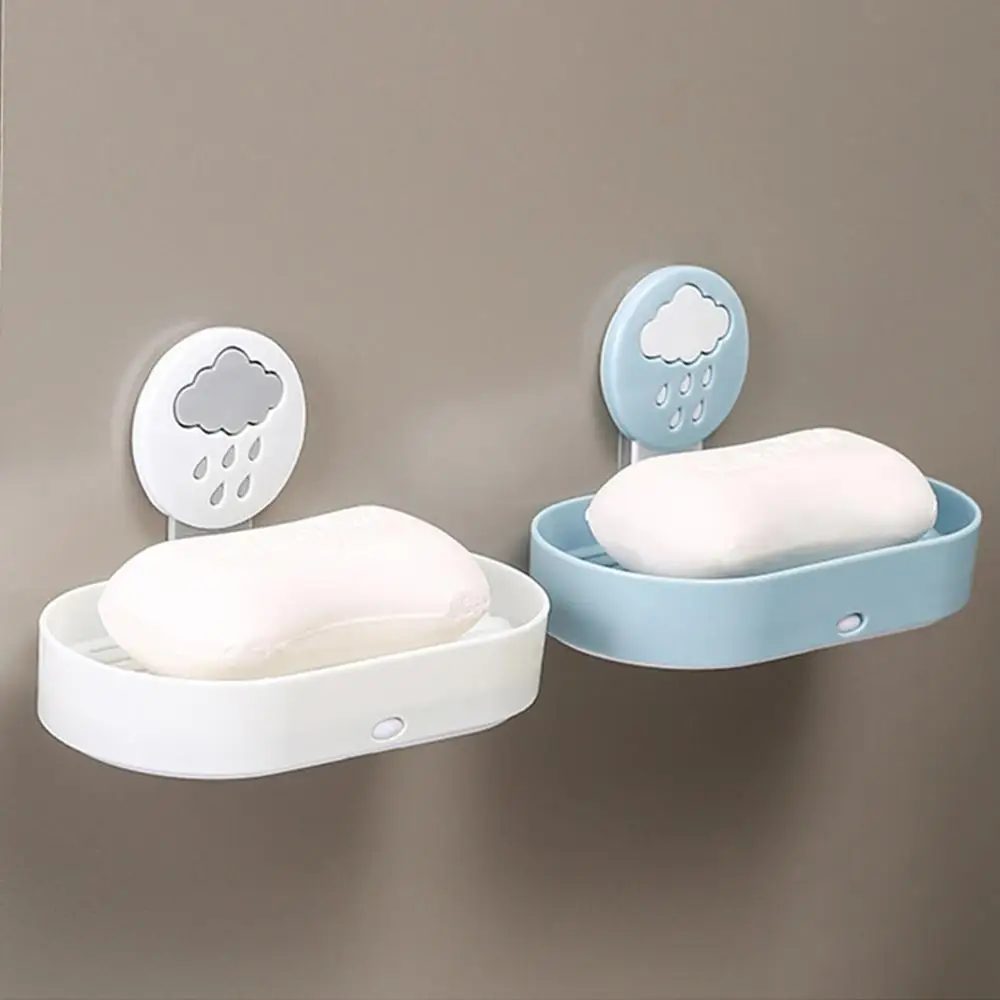 Double Layer Soap Box Double Drain Soap Rack Bathroom Soap Suction Cup Punch-Free Soap Rack Wall Hanging Rack Bathroom Accessor