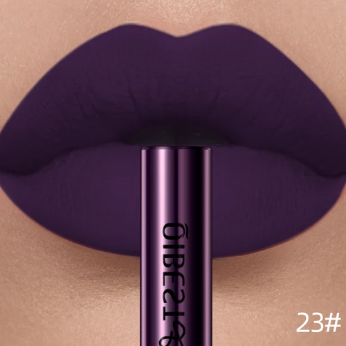 QIBEST lápiz labial líquido impermeable terciopelo desnudo mate Sexy brillo de labios rojo de larga duración antiadherente maquillaje de manchas de labios 24 colores calientes