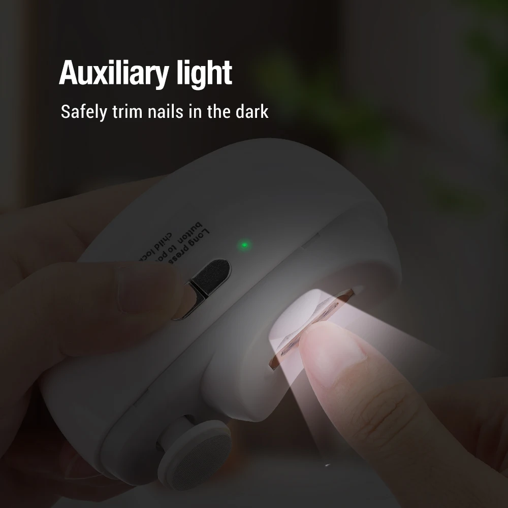 Electric Nail Clipper For Baby Adult Automatic Nail Trimmer Cutter Polisher With LED Light Portable Manicure Polishing Tool