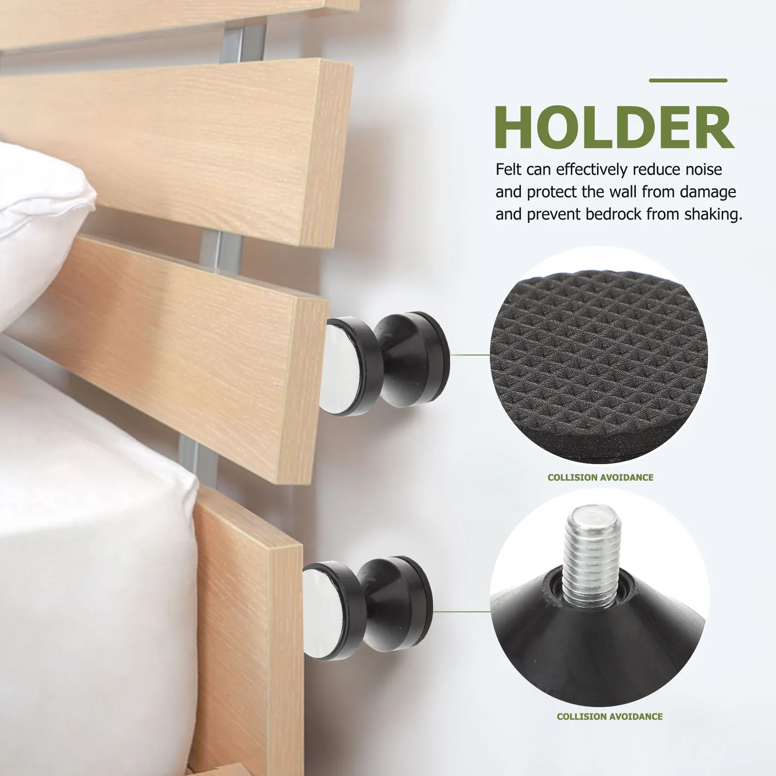 2Pcs Premium Adhesive Headboard Stoppers Wall Mount Bed Frame Stabilizer Anti Shake Furniture Protector for Bedroom Hotel Living