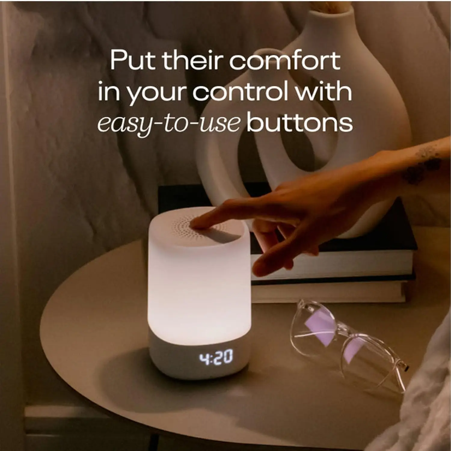 Smart Baby Night Light & Sound Machine with Cry Detection, Sleep Monitoring, and Rechargeable Battery