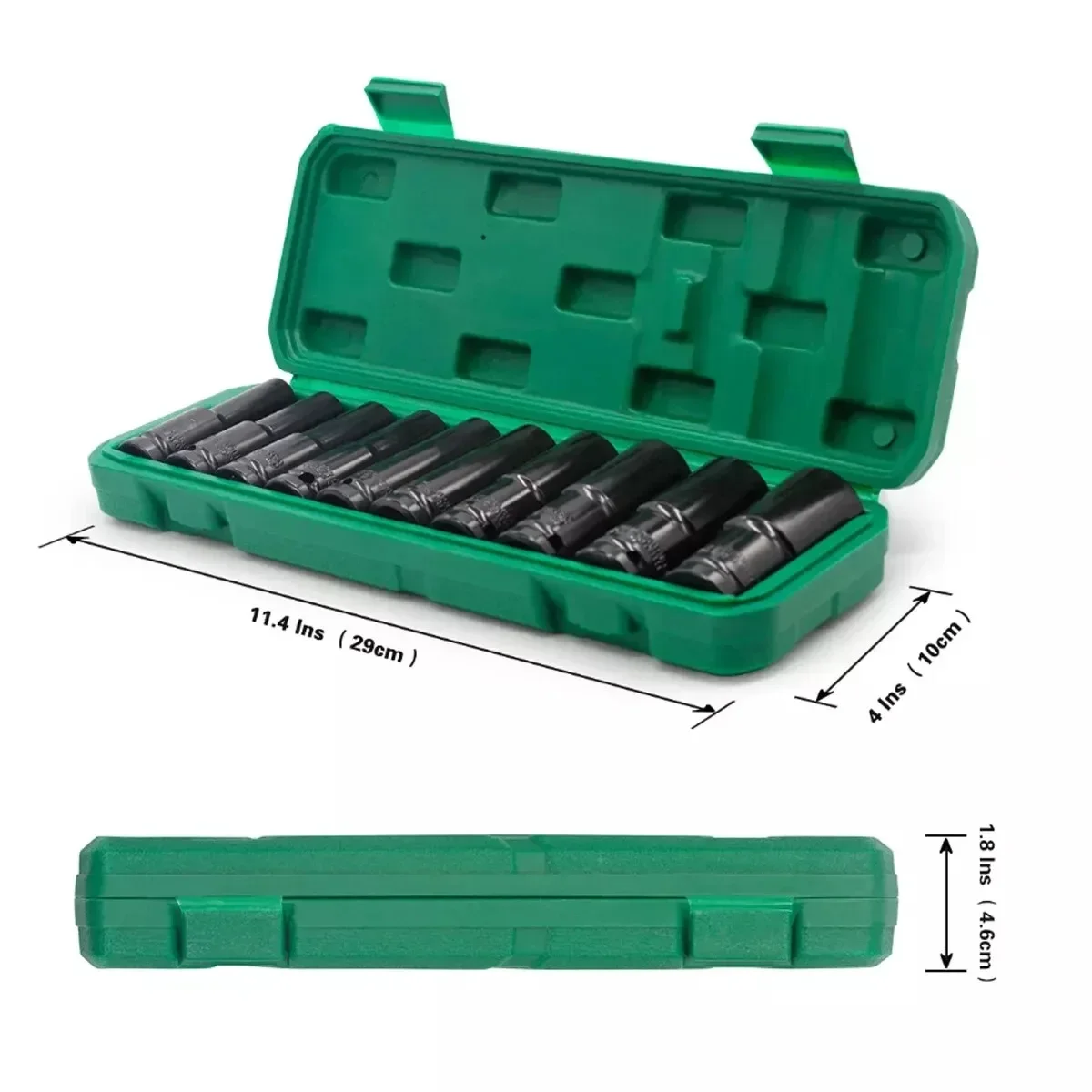 1/2Inch Drive 6-Point Impact Socket Set 10-Piece Metric Sizes 8-24mm Carbon Steel Impact Socket Set with Hard Storage Box