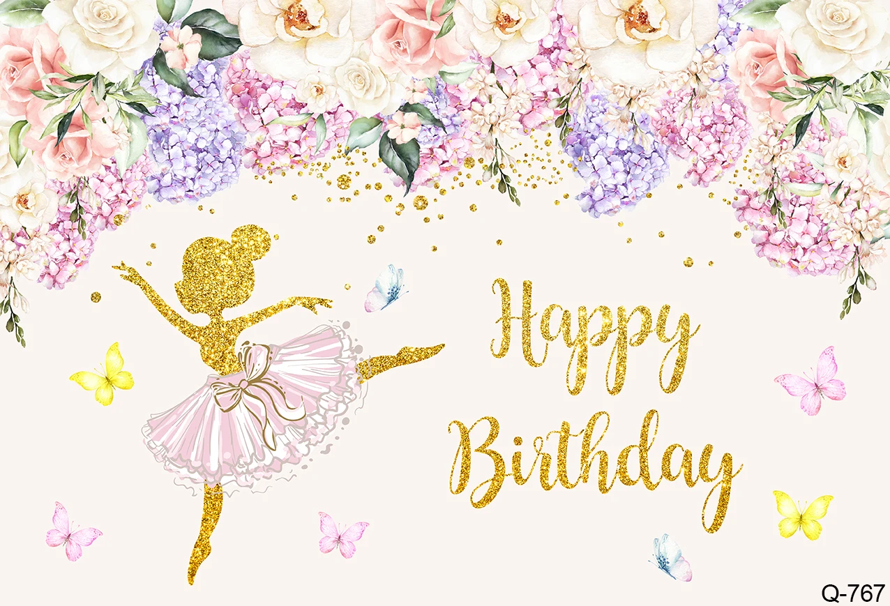 การถ่ายภาพฉากหลังสีชมพูสีม่วงดอกไม้ Custom Fairy ผีเสื้อผู้หญิงวันเกิดพื้นหลังแบนเนอร์ Photo Studio Photo Prop