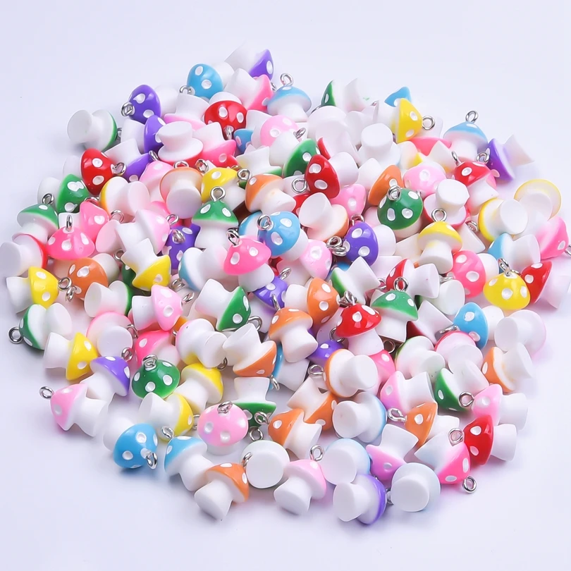 10/30/50/100pcs/Lot Cute Colorful Resin 3D Mushroom Charms Pendant For Jewelry Making Diy Earrings Keychain Handmade Accessories