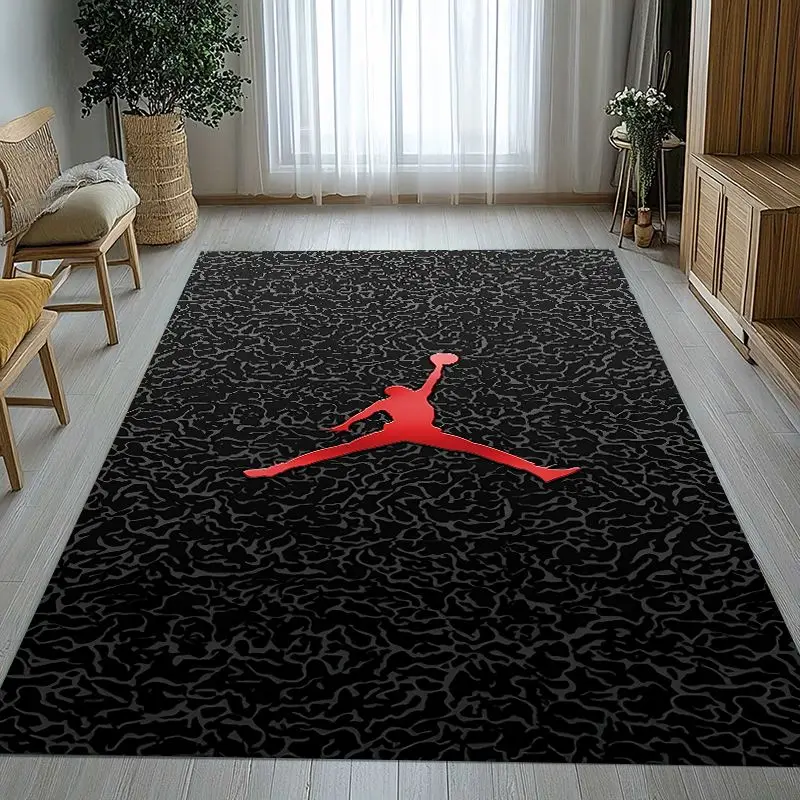 Basketball Sign J-Jordan Printed Soft Non-Slip Large Area Rug for Living Room,Bedroom Playroom Carpet Mat for Sofa,Home Decor