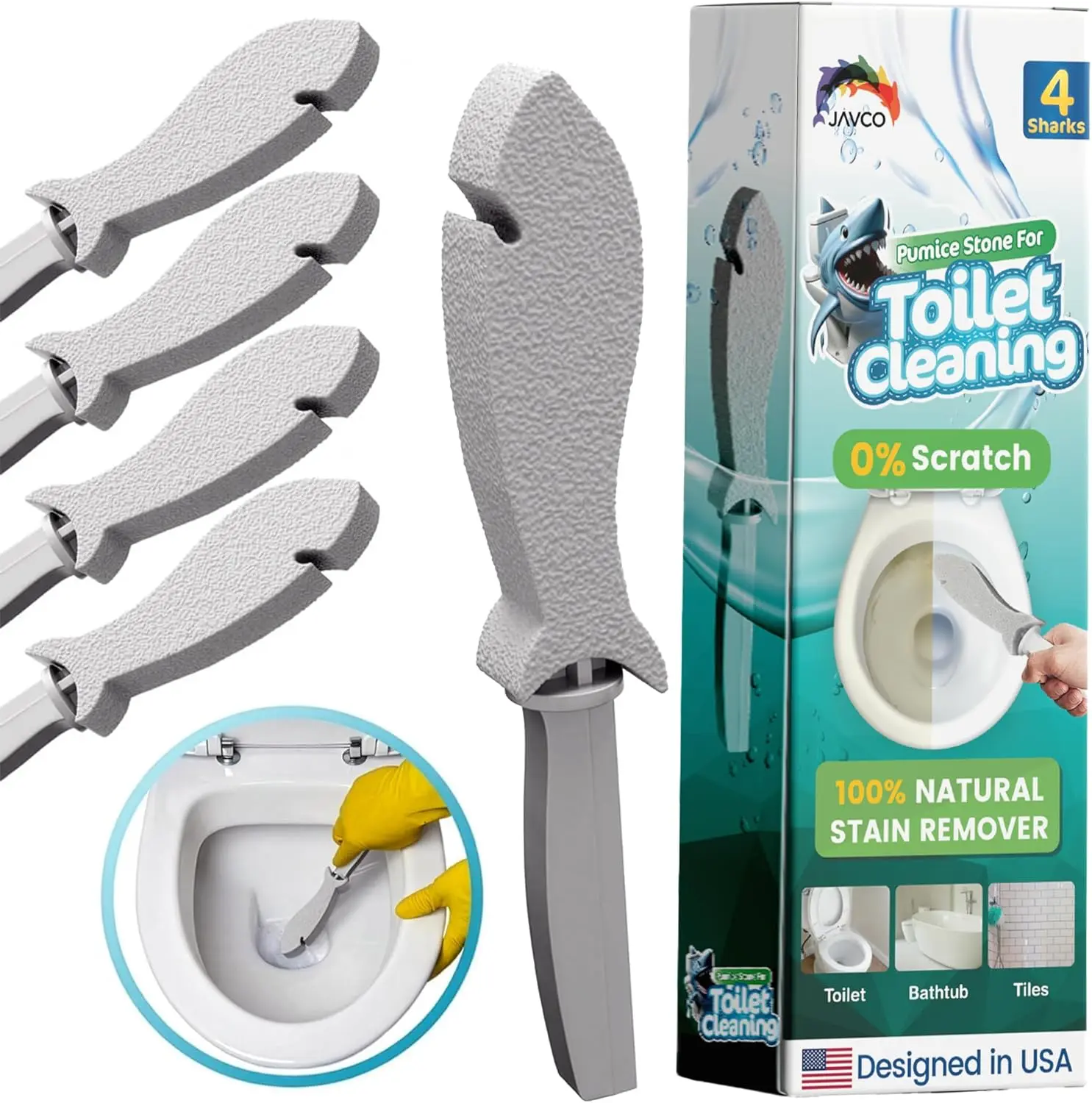 

Набор из 4 пемзовых камней для чистки с ручкой — удаляет пятна с фарфора, керамики, плитки и других поверхностей.