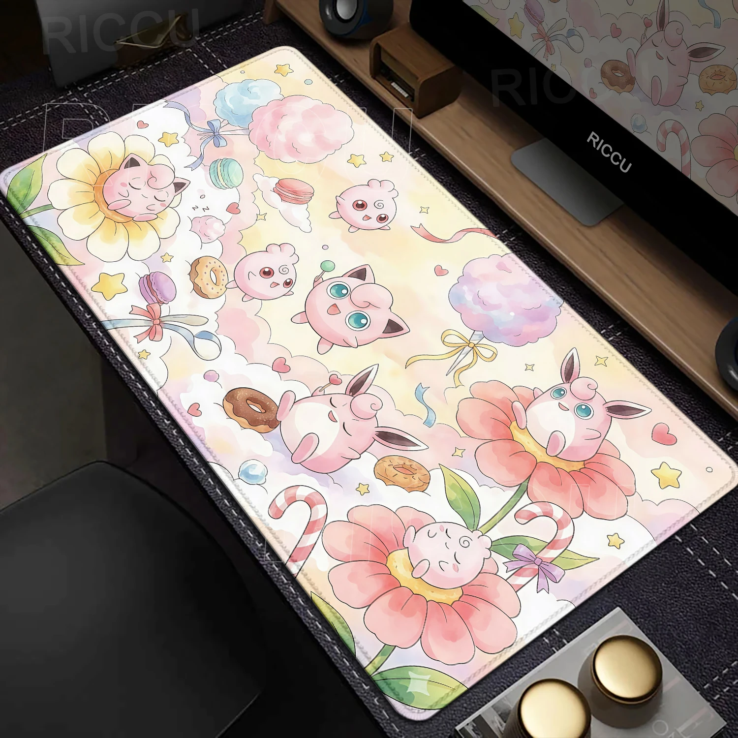 Mouse Pad Kawaii Jigglypuff Large Gamer XXL Keyboard Desk MouseMat Carpet Clefairy Rubber Tapis Souris Gaming P-Pokemon Mousepad