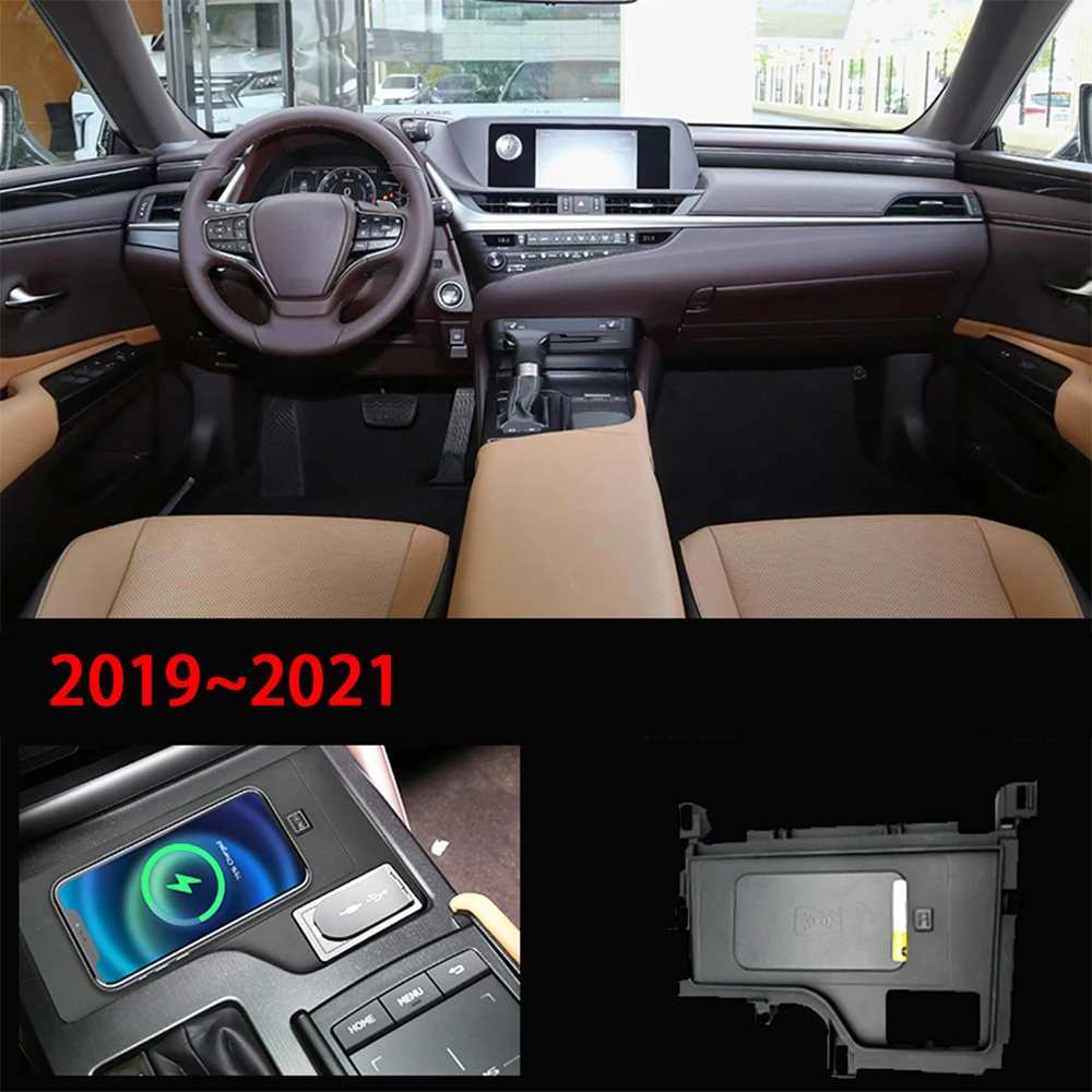 Car Wireless Mobile Phone Charger Center Console Storage QI 18W iPhone for Lexus ES XZ10 ES200 ES350 ES250 ES300h 2019-2025