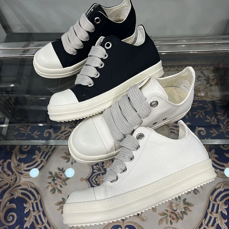 Zapatos informales para hombre, lona Beige, parte superior baja, marca Jumbo con cordones, suela gruesa Ro, zapatillas deportivas de diseñador de lujo, zapatillas planas de calle para mujer