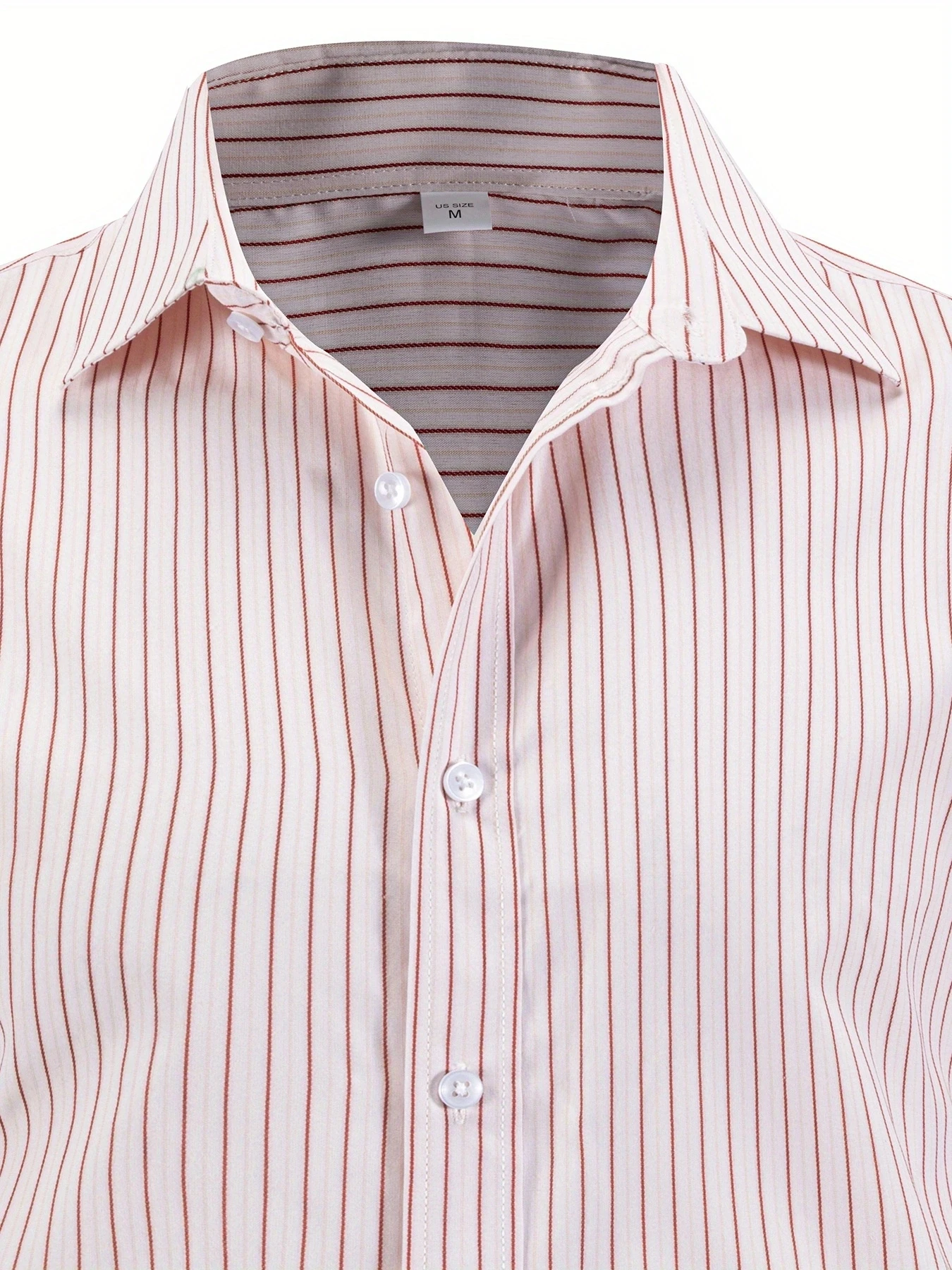 Men's Thin Vertical Striped Cotton Long Sleeve Shirt, Wrinkle Resistant Pocket-Free Slightly Relaxed Slim Fit Button Down, Wear
