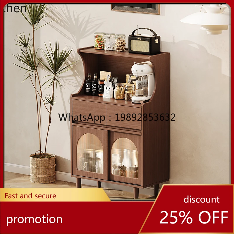 

HXL medieval style dining side household living room vertical integrated storage against the wall storage rack coffee cabinet