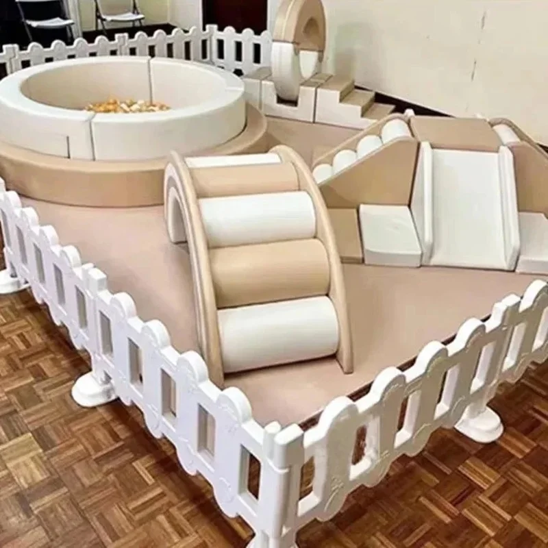 Special Offer: Beige and White Indoor Playground Set with Ball Pool, Tunnel and Slide for Rental
