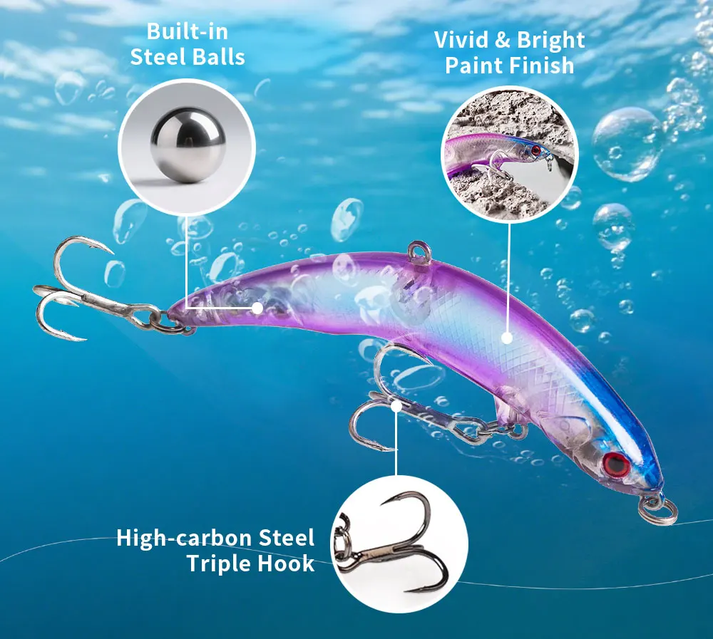 Hanlin 8,5 cm 7g gebogener Bleistift köder Top water Swimbaits schwimmende Kunststoff Hart körper Minnow Wobble Angel köder für Hecht Bass Tackle – Detail 4