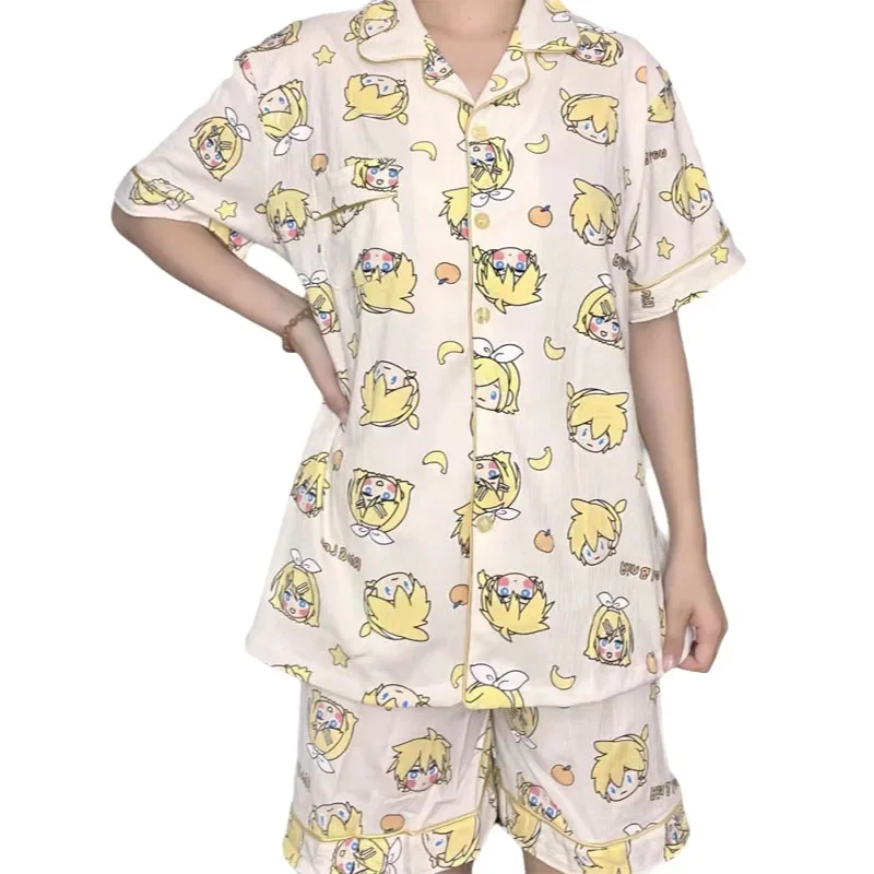 Kawaii Kagamine Rin Kagamine with short-sleeved shorts pajamas set two-dimensional animation peripheral cotton home clothes