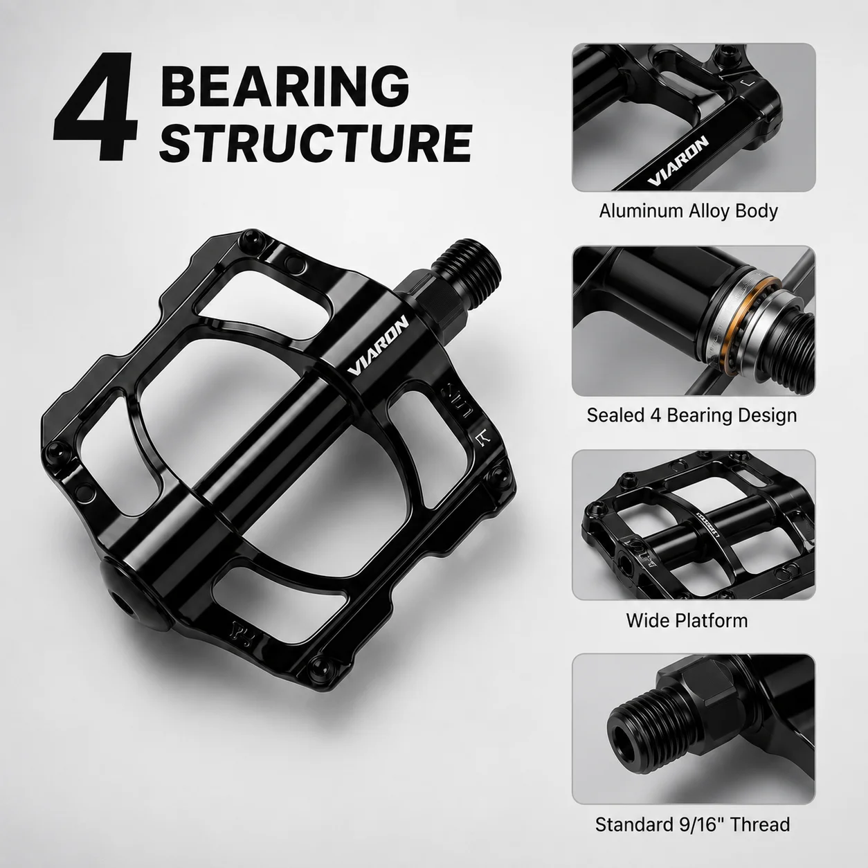 VIARON MTB Bike Pedals Aluminu - Pedal Platform Flat recension och pris