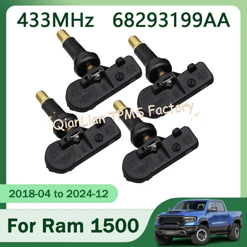 Para Ram 1500 2018-2024 1/4 Uds 68293199AA 68293199AB sistema de supervisión de presión de neumáticos 433MHz Sensor de presión de neumáticos